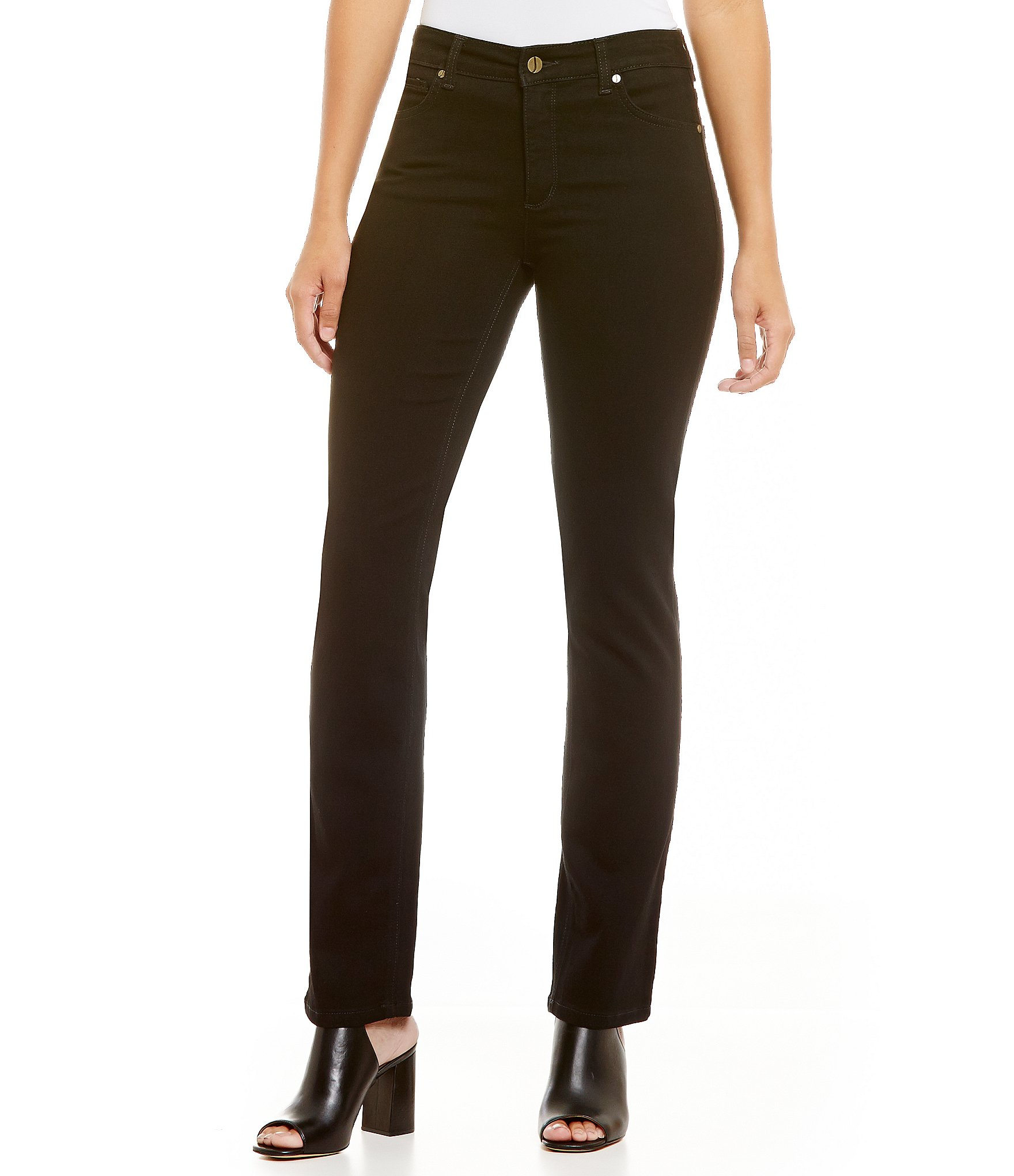 Lyst Jones New York Lexington Stretch Denim Straightleg Jeans in Black